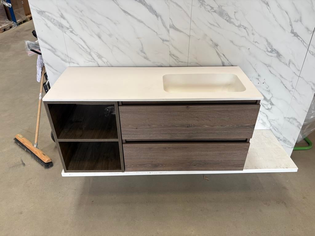 Badkamermeubel 120 cm – Espresso – Solid Surface wastafel