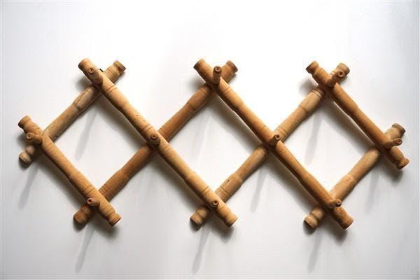 Vintage scharnier kapstok fout - faux bamboe, Wandkapstok, Gebruikt, Ophalen of Verzenden, Nvt