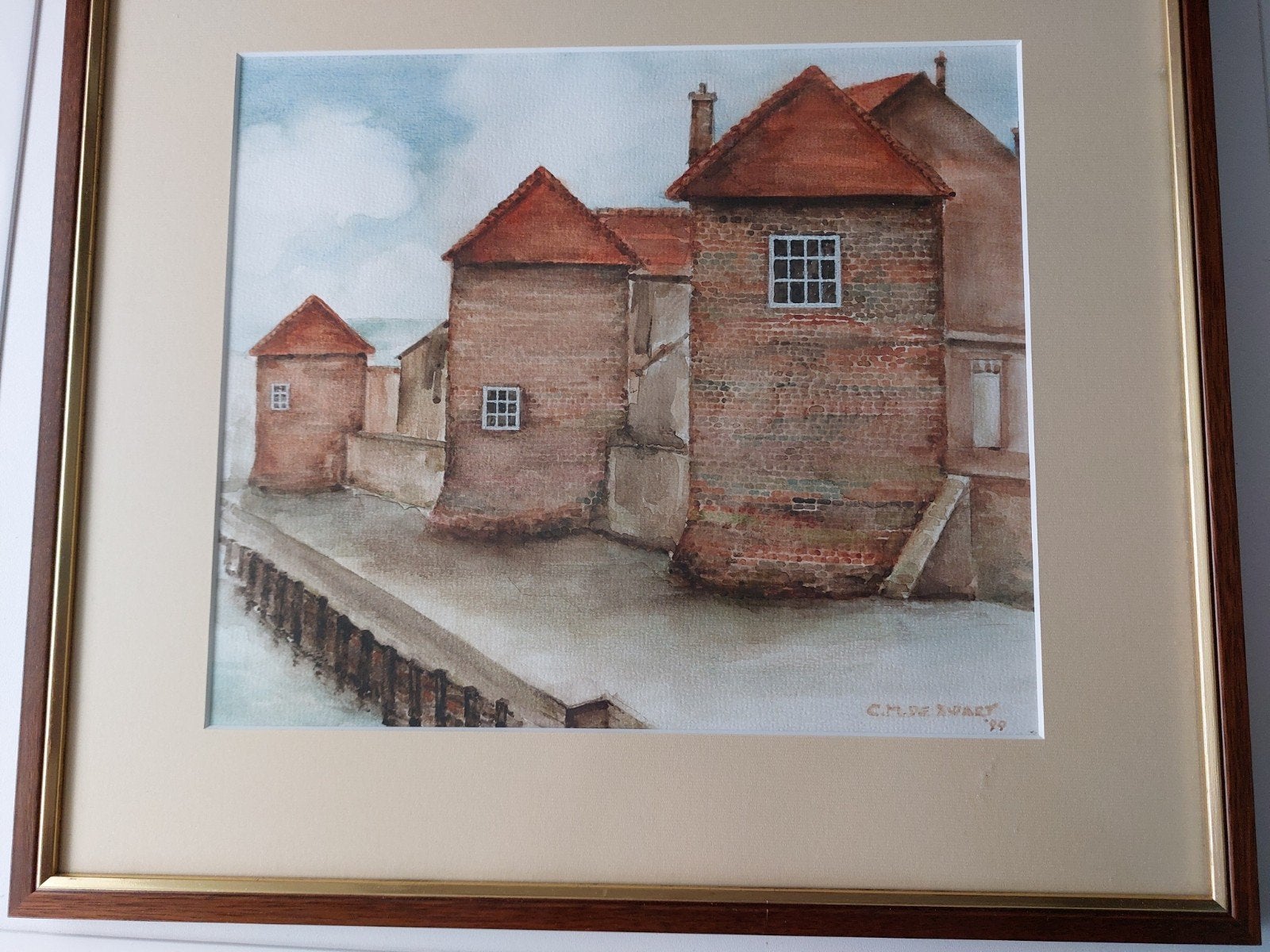 Aquarel Muizentorens Leerdam - C.M. de Zwart, ingelijst, Ophalen of Verzenden, Aquarel