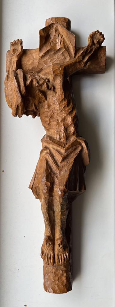 Groot handgesneden houten crucifix, Oberammergau Beremann, Antiek en Kunst, Antiek | Religie, Ophalen