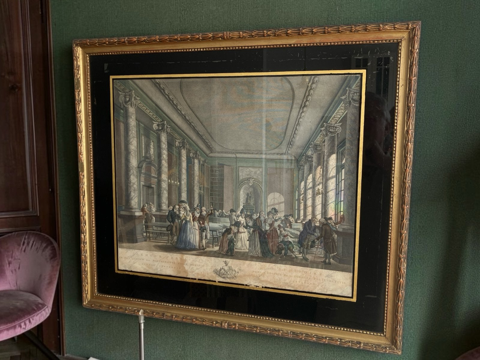 Gehoorzaal Amsterdam 1794 gravure Vinkeles & Van der Meer, Ophalen, Ingelijst, 1800 - 1899, Architectuur