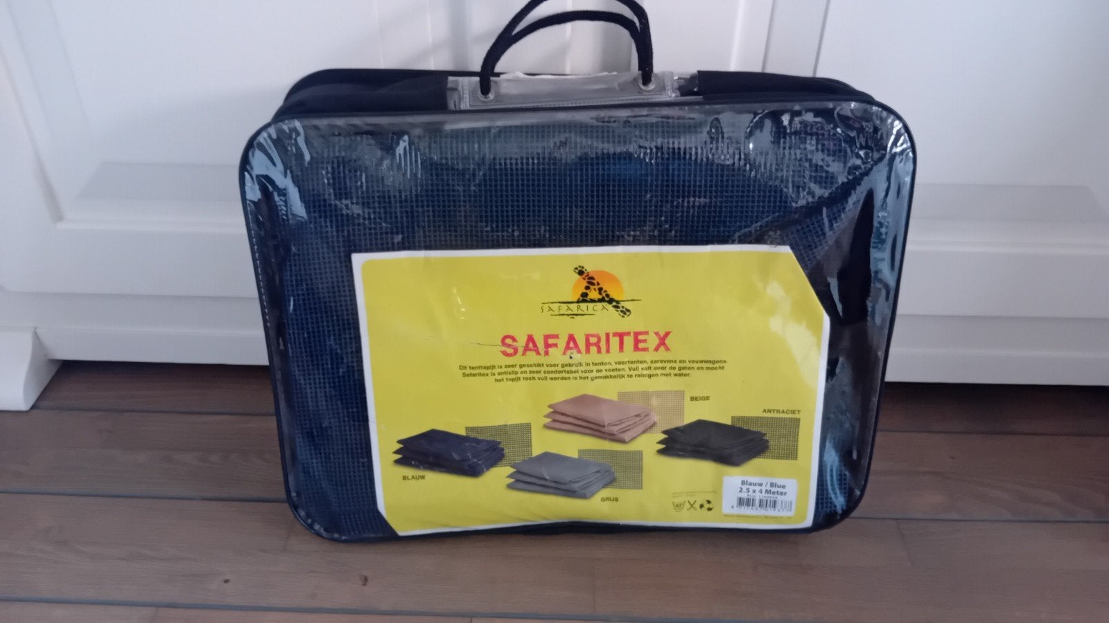 Safaritex grondzeil/tenttapijt blauw 2.5x4,0 m, Ophalen of Verzenden, Zo goed als nieuw
