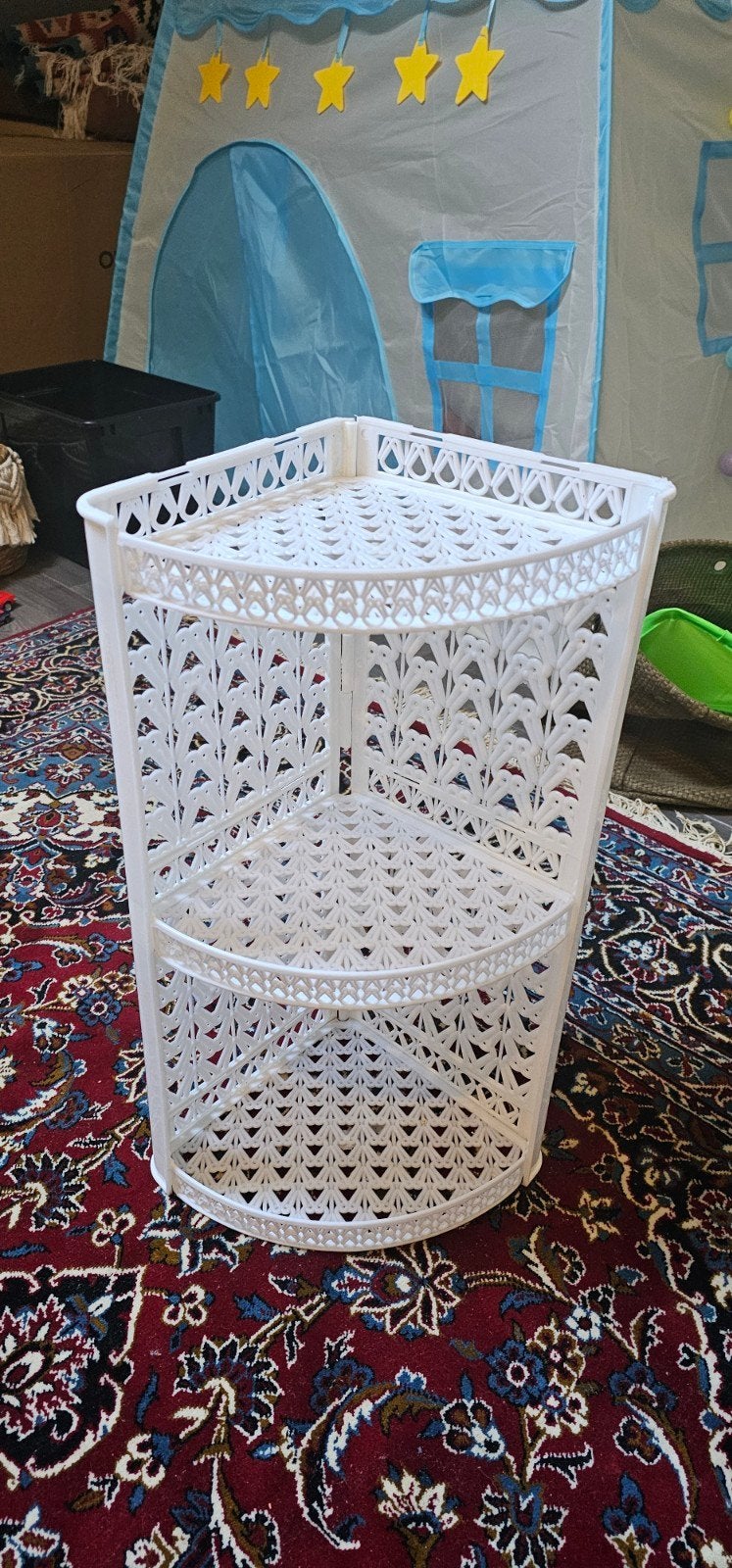 Witte kunststof hoekrekje met 3 lagen, Ophalen, Gebruikt
