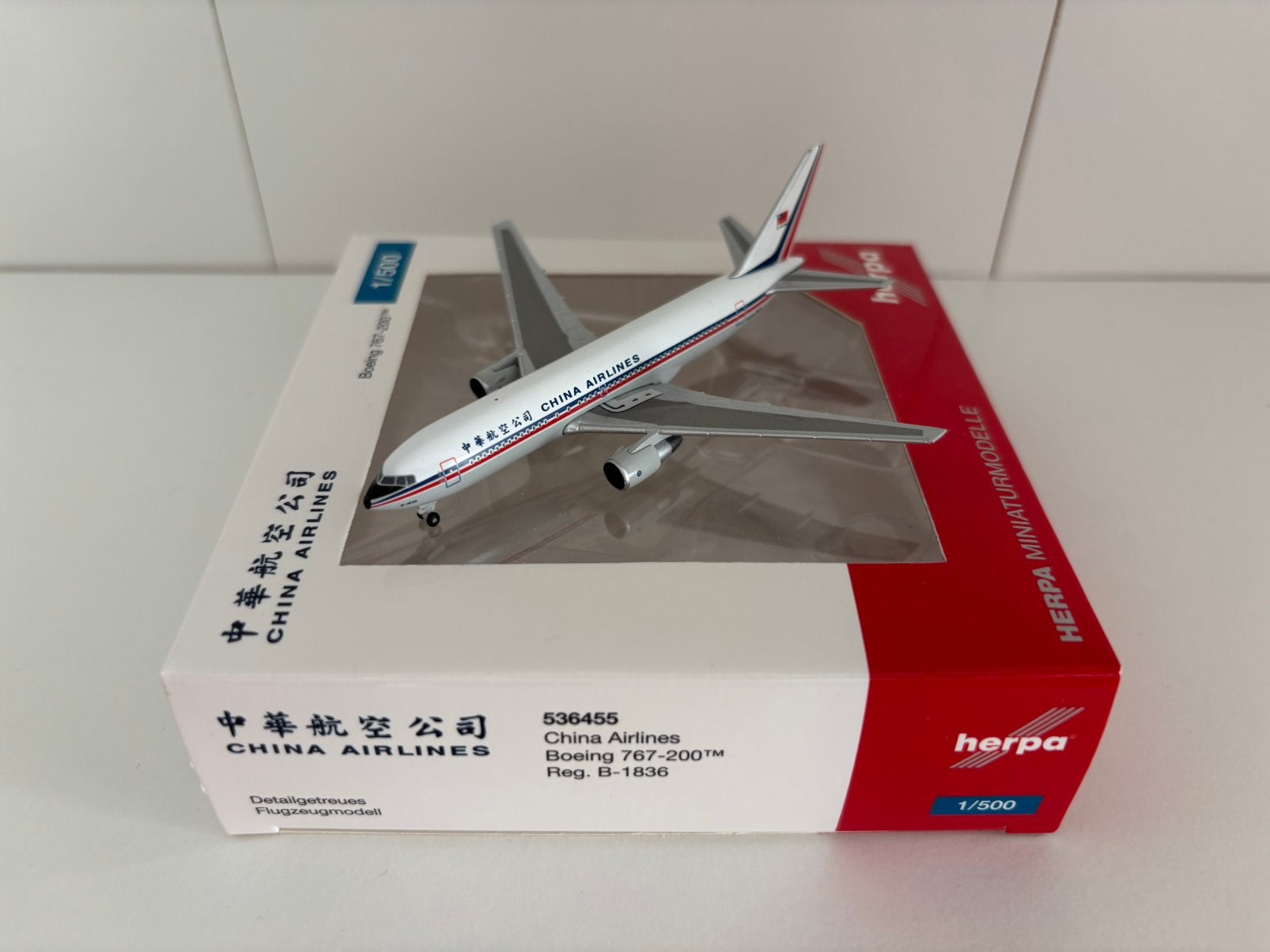Herpa 536455 China Airlines Boeing 767-200 1:500, Ophalen of Verzenden, Zo goed als nieuw, Schaalmodel