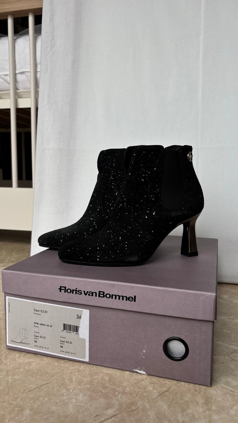 Floris van Bommel Enkellaarsjes - Zwart met glitters, Zwart, Lage of Enkellaarzen, Nieuw, Ophalen of Verzenden
