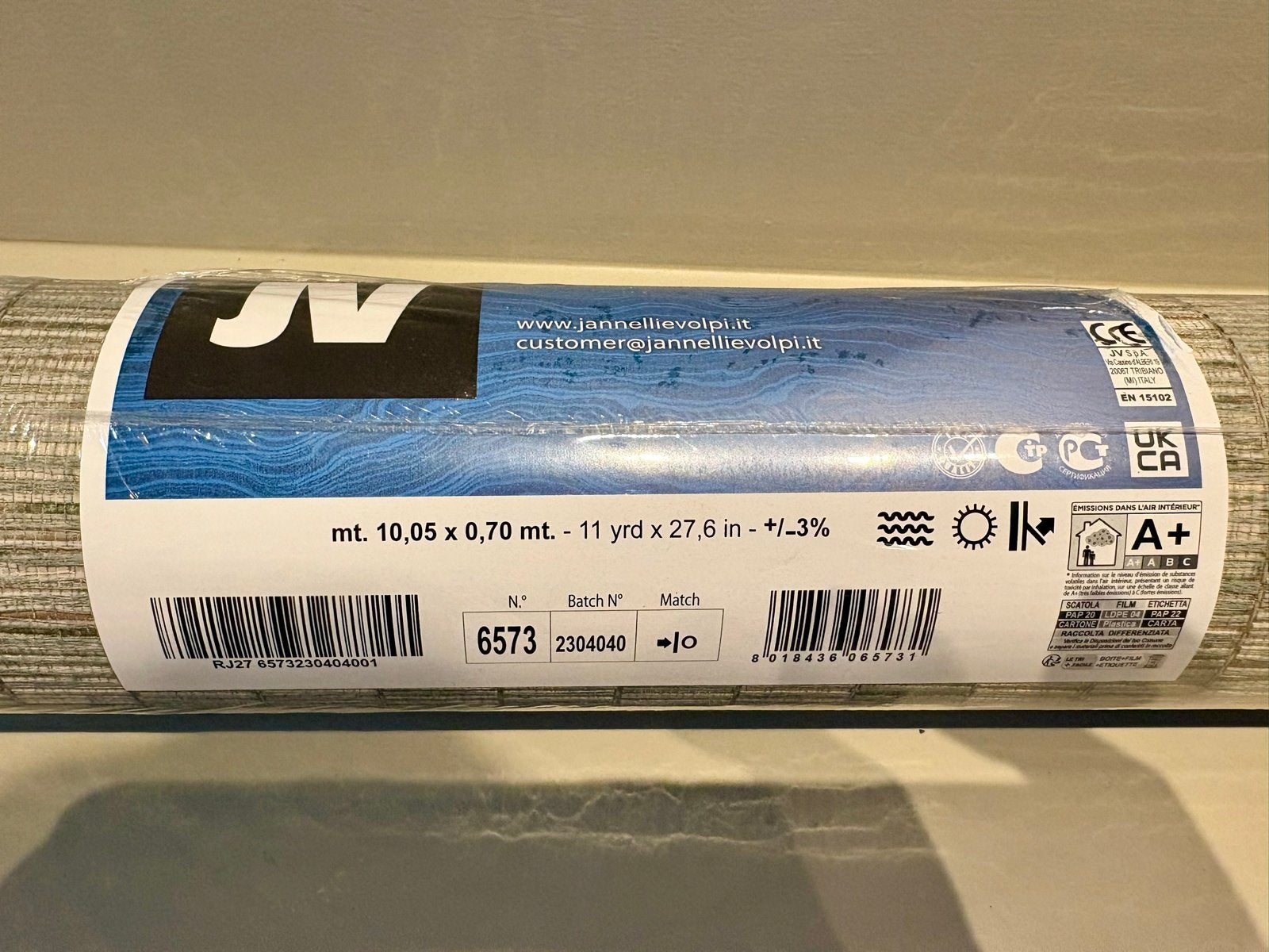 Jannellie Volpi Behang - Grijs Groen Crème (Nieuw + Restrol), Ophalen of Verzenden, Grijs, Geometrisch, Overige merken