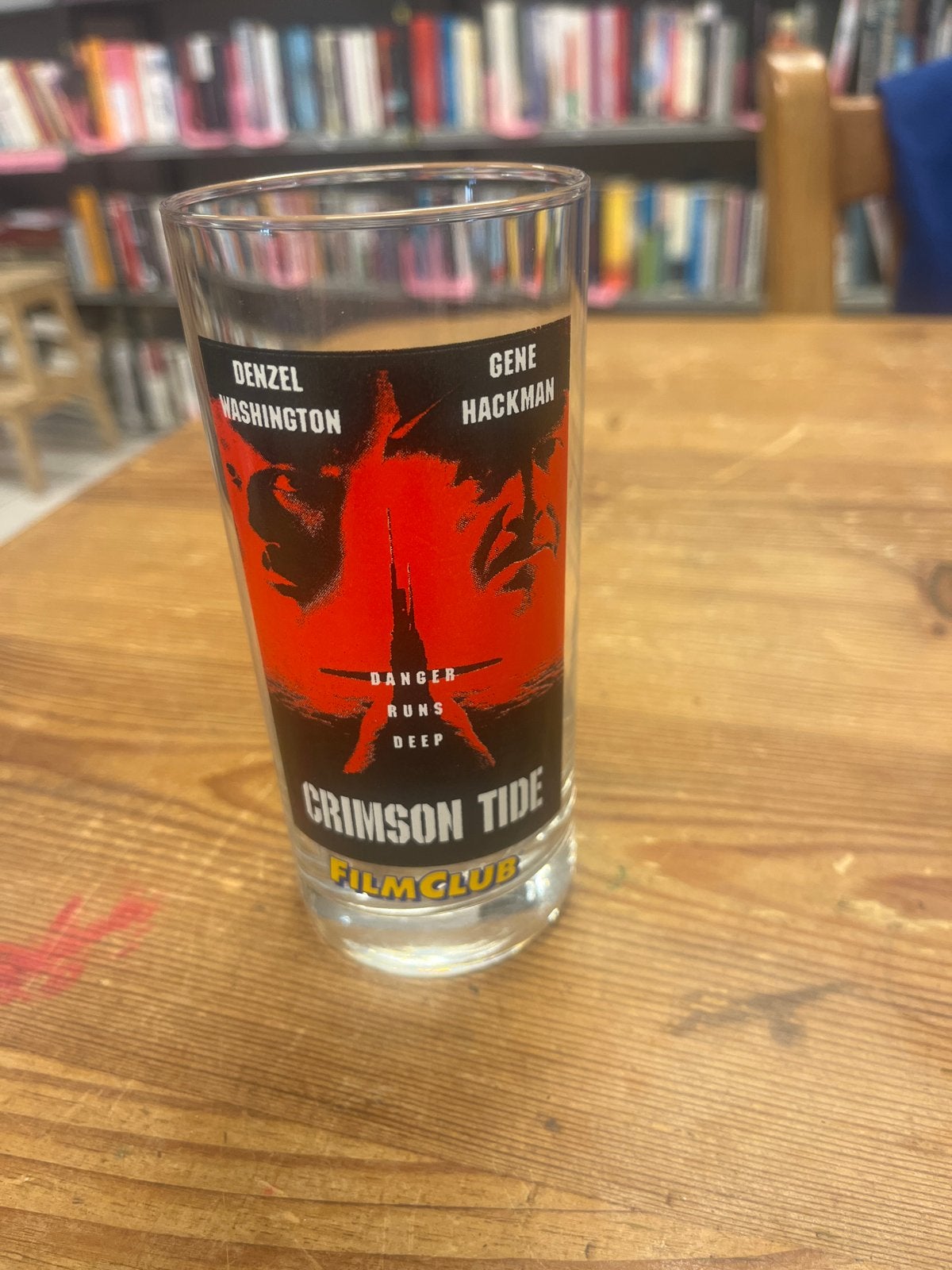 Crimson Tide Filmclub Glas - Denzel Washington Gene Hackman, Ophalen, Vintage, Meerkleurig, Zo goed als nieuw