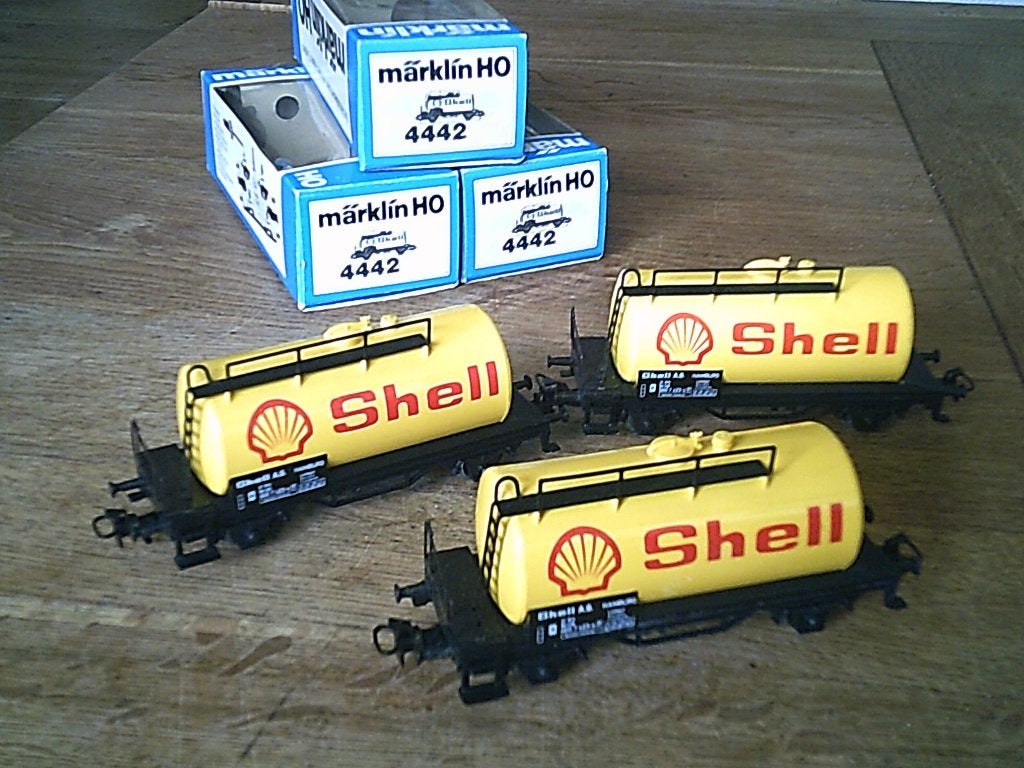 Marklin HO 3x Ketelwagon Shell nr. 4442 met ovp, Wisselstroom, Wagon, Ophalen of Verzenden, Zo goed als nieuw