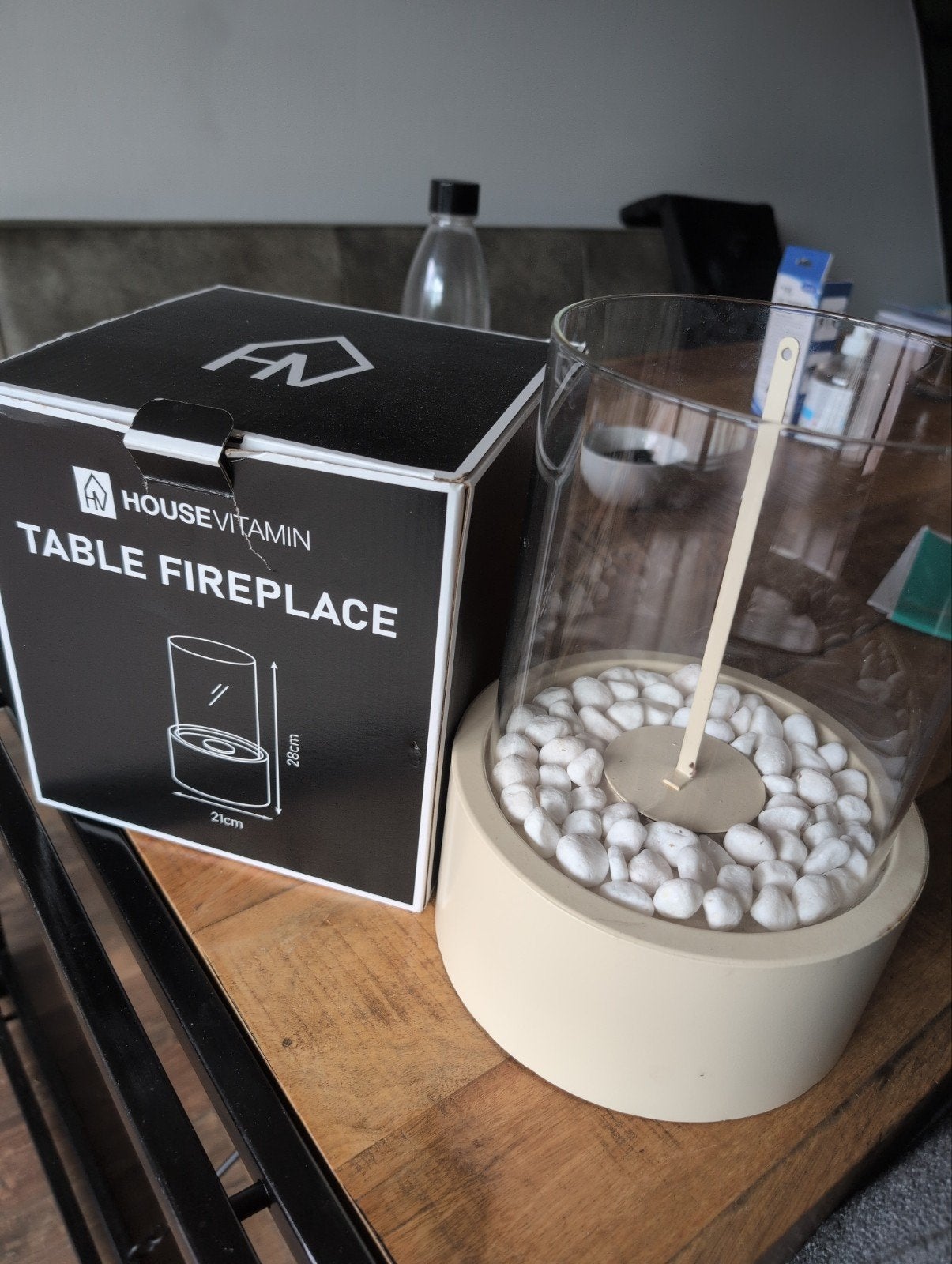 Housevitamin Tafelhaard Bio Ethanol met stenen en snuffer, Beige, Nieuw, Ophalen of Verzenden, Modern