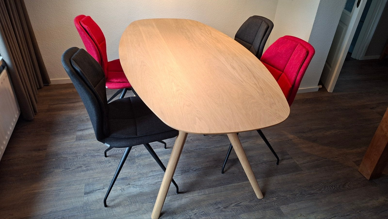 Set van 4 degelijke Mobitec eetkamerstoelen, Huis en Inrichting, Ophalen, Overige kleuren, Zo goed als nieuw, Metaal