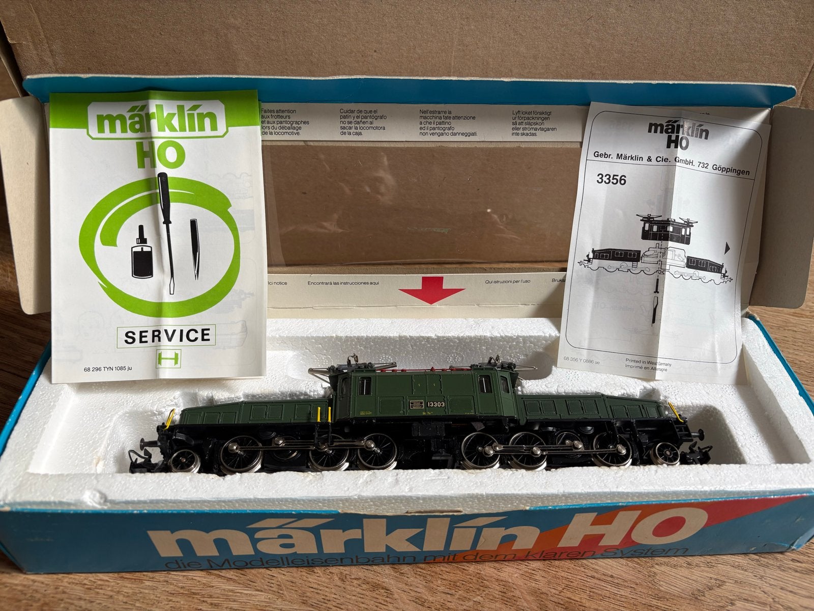 Märklin locomotief 3356 'De Krokodil' in originele doos, Wisselstroom, Gebruikt, Locomotief, Ophalen of Verzenden