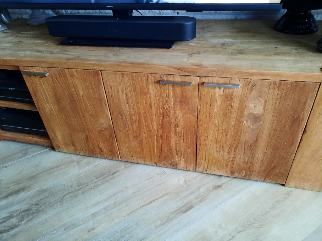 Tv kast teak, Ophalen, Gebruikt, 150 tot 200 cm, Teakhout
