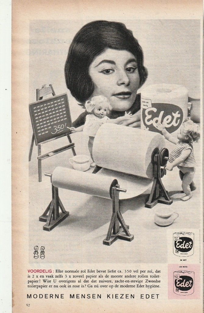 retro reclame 1960 Edet toiletpapier met poppetjes, Verzamelen, Verzenden, Overige typen