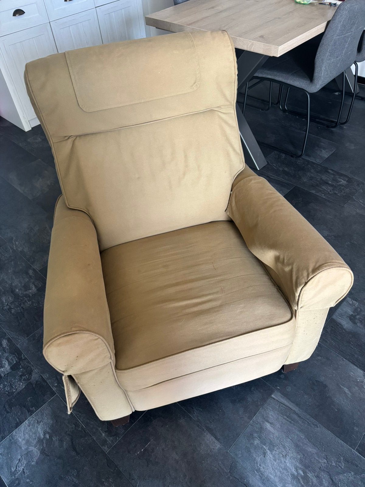Fauteuil met ligfunctie, Ophalen, Zo goed als nieuw, Stof, 50 tot 75 cm