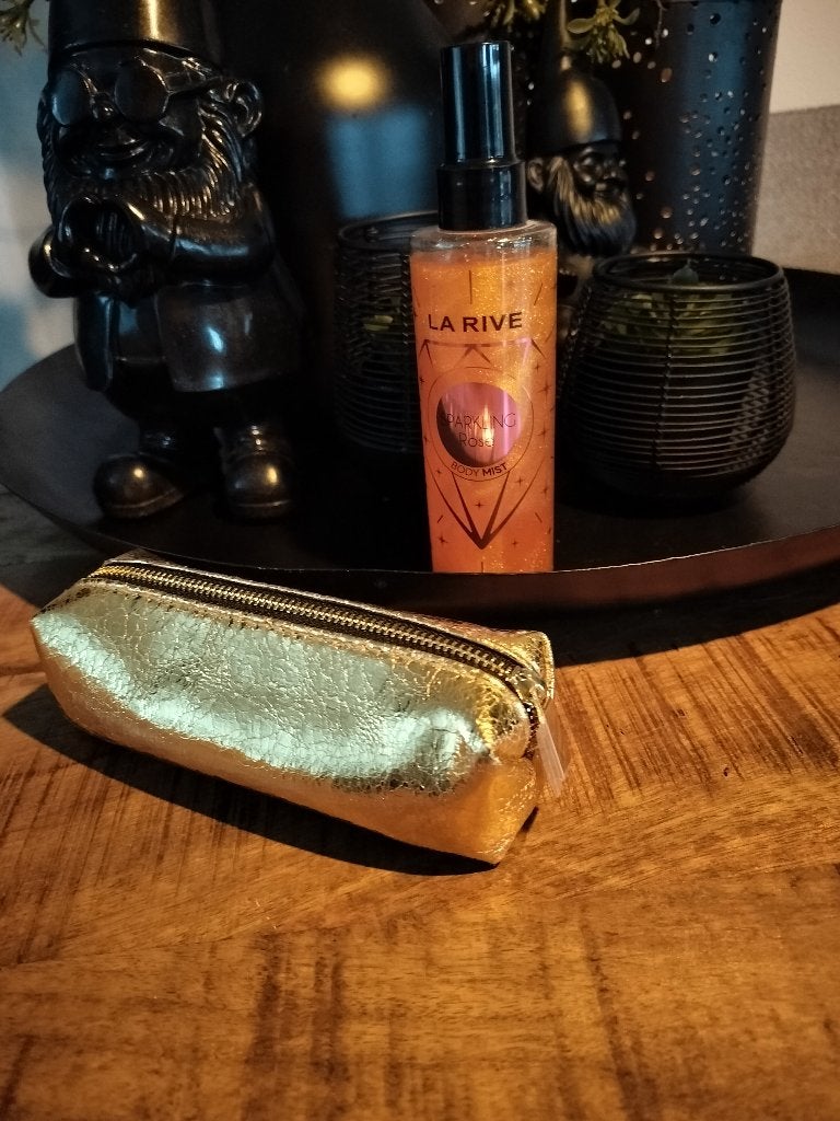 YSL gouden toilettasje NIEUW met gratis La Rive bodymist, Ophalen of Verzenden, Nieuw, Goud, Dame