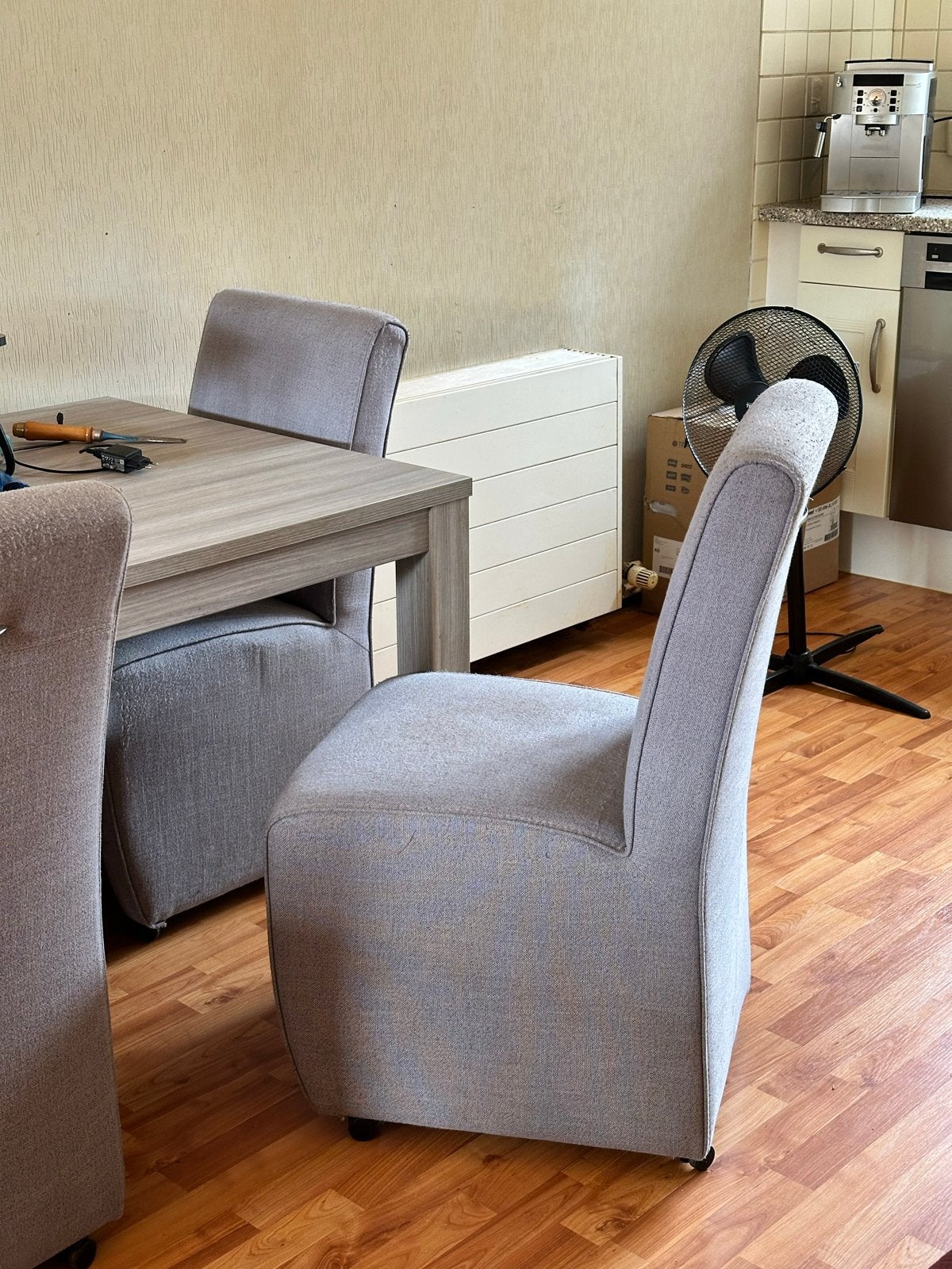 Eetkamertafel met 4 stoelen - Lichte gebruikssporen, Ophalen, Gebruikt, 50 tot 100 cm, Vier personen