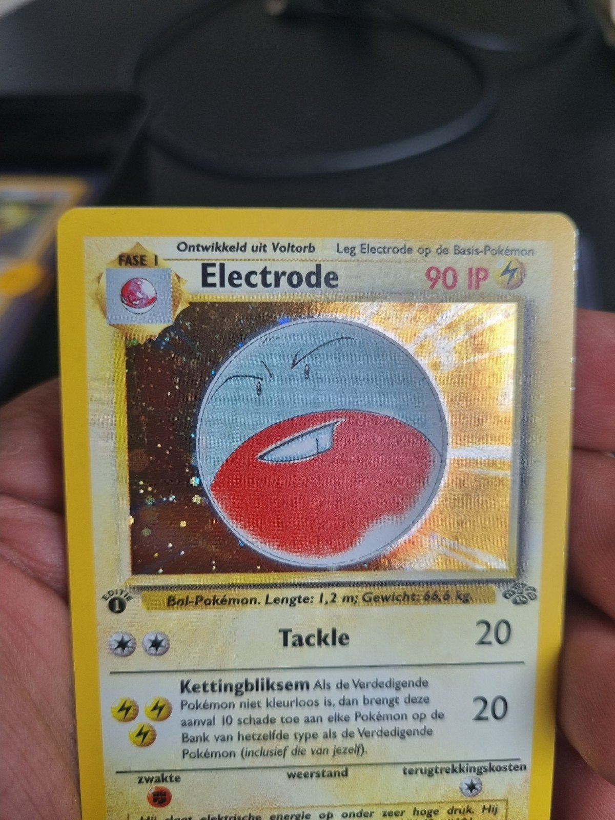 Electrode 2/64 jungle NL 1e editie , holo rare * € 80, Ophalen of Verzenden, Zo goed als nieuw, Losse kaart, Foil