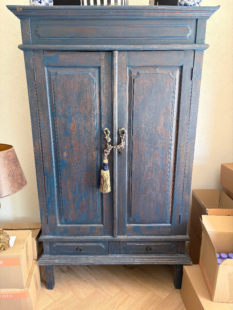 Klassieke blauwe kast, Ophalen, Gebruikt, Klassiek, 150 tot 200 cm