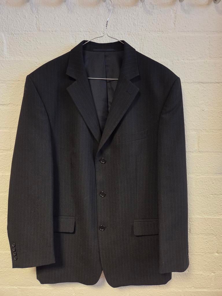 Herencolbert & gilet antraciet met blauwe krijtstreep mt. 52, Kleding | Heren, Ophalen, Maat 52/54 (L), Zo goed als nieuw, Grijs