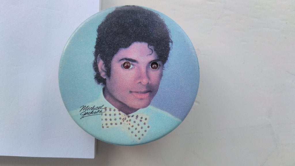 Michael Jackson Button/Speld met geluid, Ophalen of Verzenden, Gebruikt, Gebruiksvoorwerp