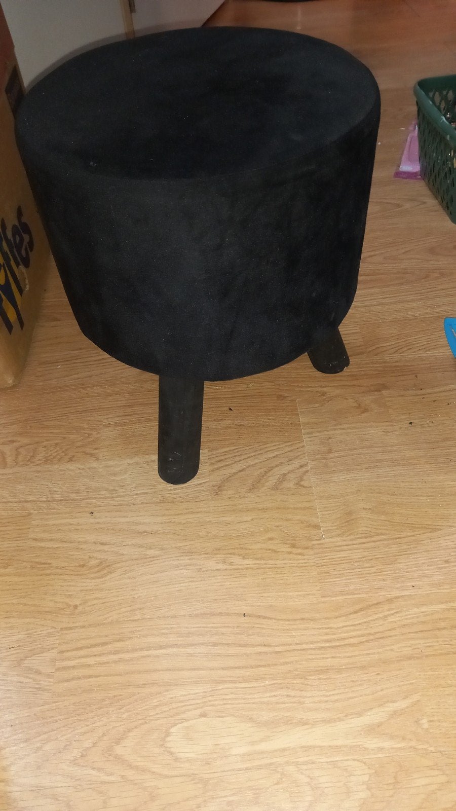 Zwarte poef/krukje, 36 cm hoog, Ophalen of Verzenden, Gebruikt