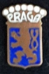 Praga speld blauw-wit emaille, Verzamelen, Ophalen of Verzenden, Nieuw, Transport, Speldje of Pin