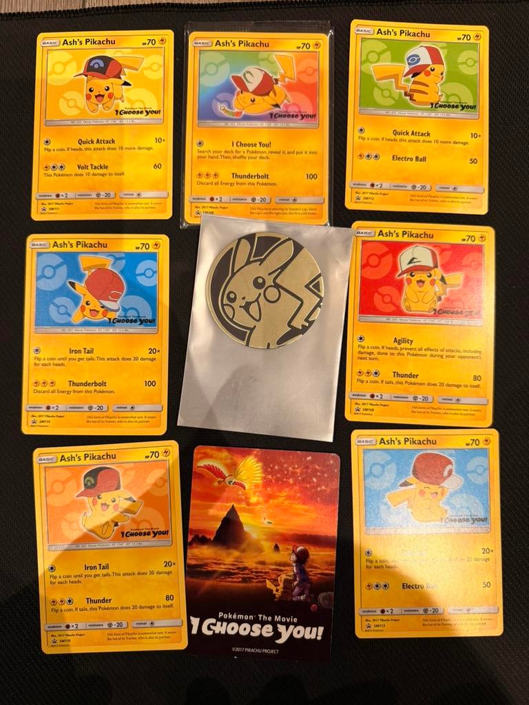 Pikachu ash’s complete pokemon promo set, Ophalen of Verzenden, Gebruikt, Meerdere kaarten