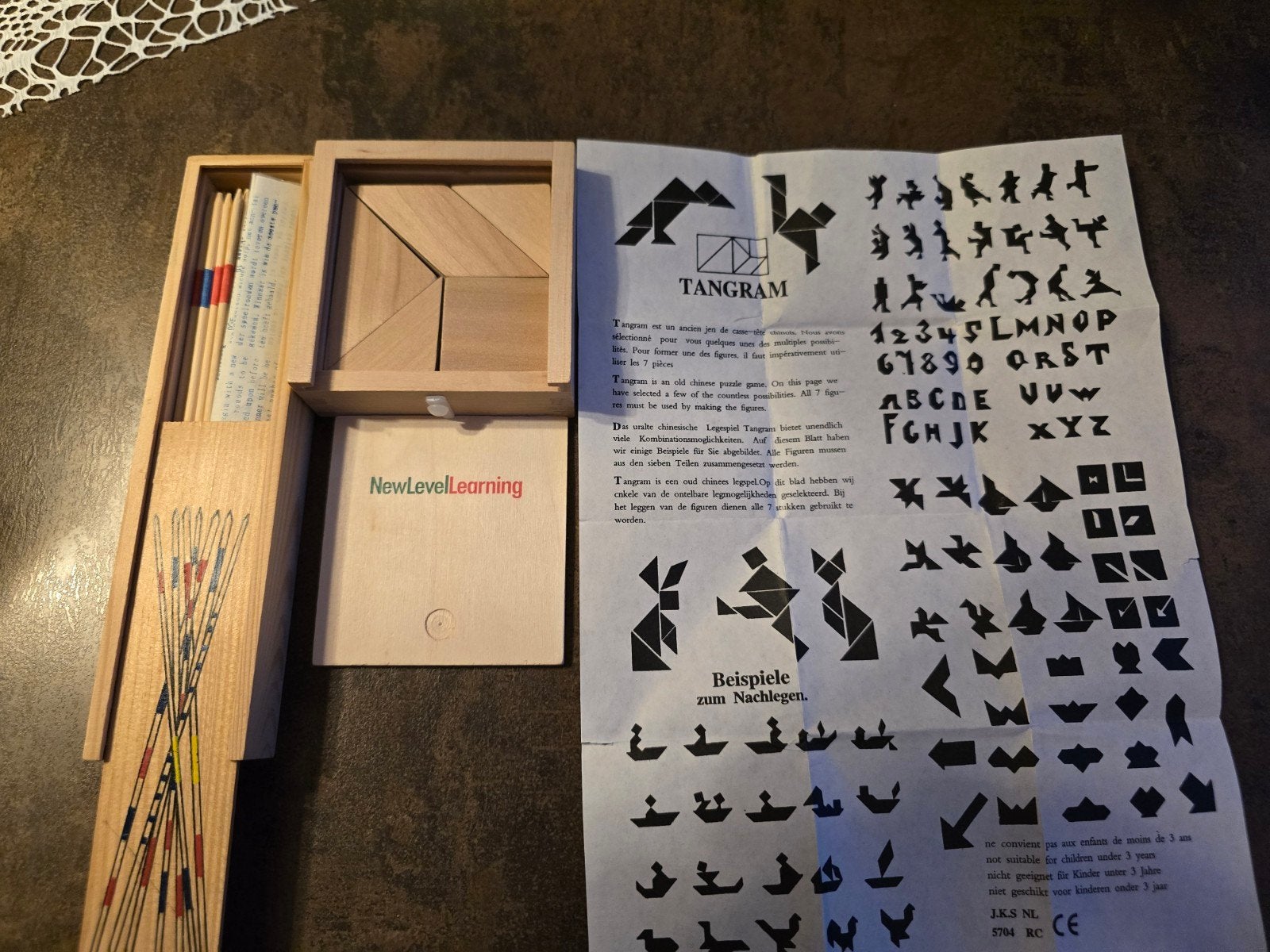 Houten Spellenpakket (NIEUW!) – Klassieke Tangram & Mikado, Ophalen of Verzenden, Nieuw