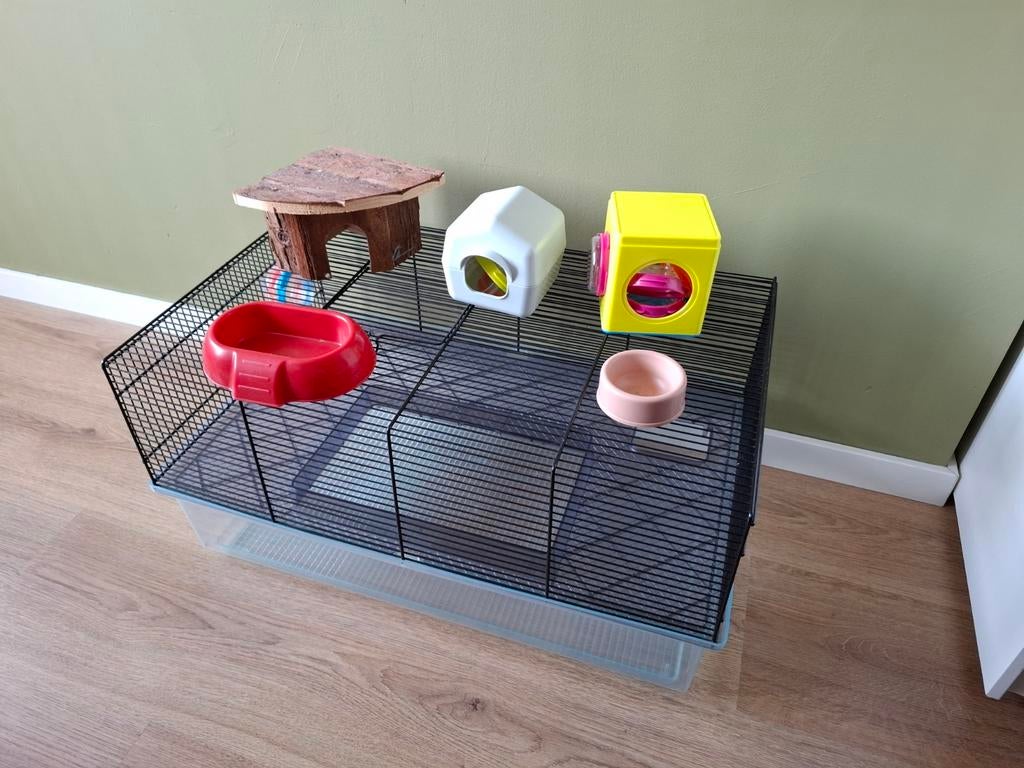 Hamsterkooi, Dieren en Toebehoren, Knaagdieren en Konijnen | Hokken en Kooien, Kooi, Minder dan 75 cm, Zo goed als nieuw, Ophalen