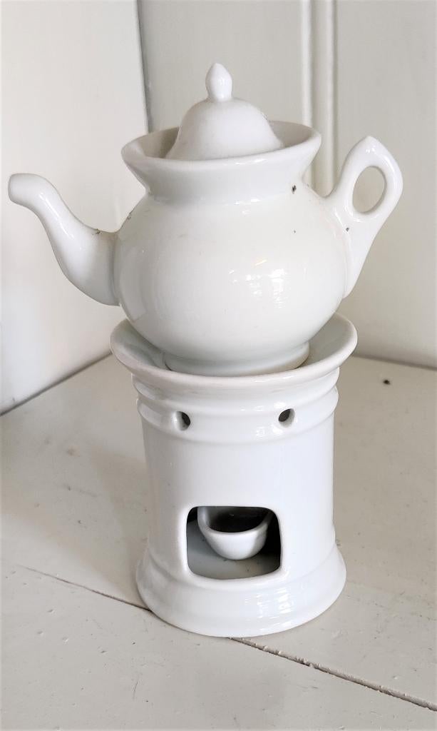 Oud Thee licht met theepotje, kaarshouder / bakje, Huis en Inrichting, Overige typen, Ophalen of Verzenden, Gebruikt, Steen/keramiek
