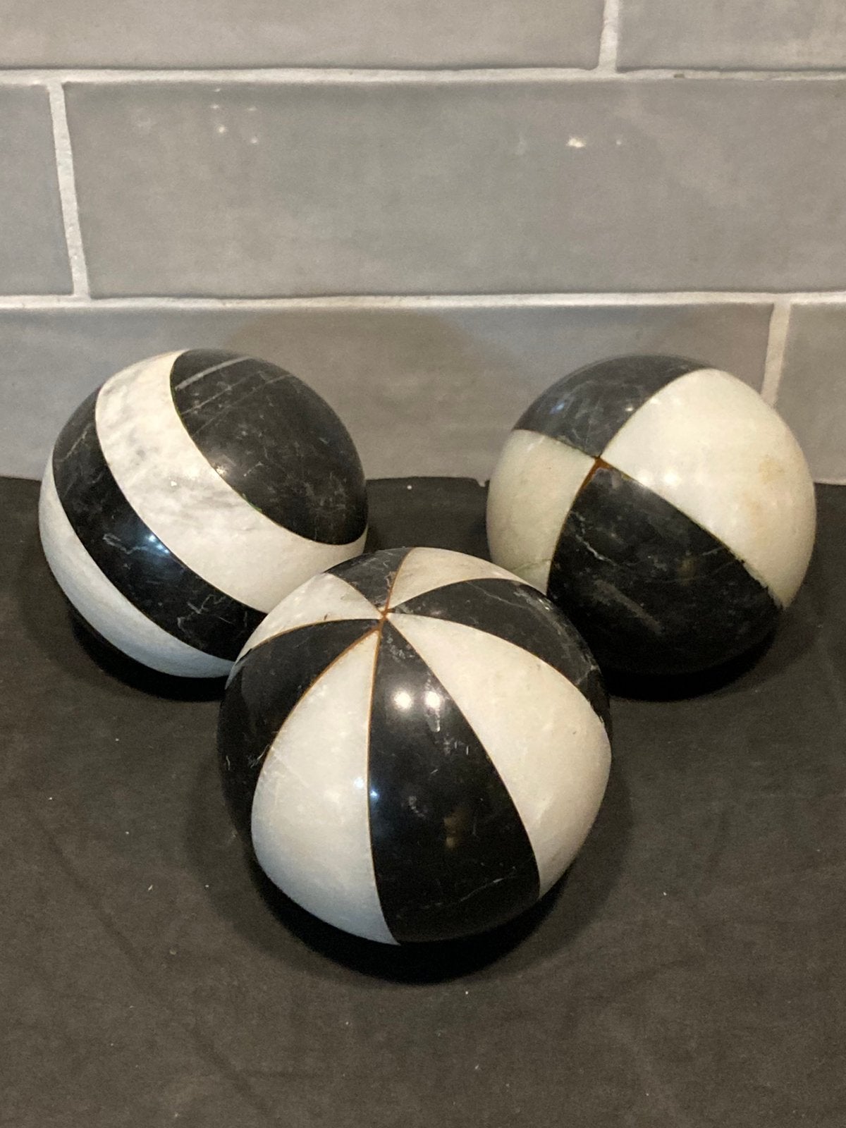 3 vintage marmeren carpet balls (271125), Huis en Inrichting, Ophalen of Verzenden, Gebruikt, Overige materialen