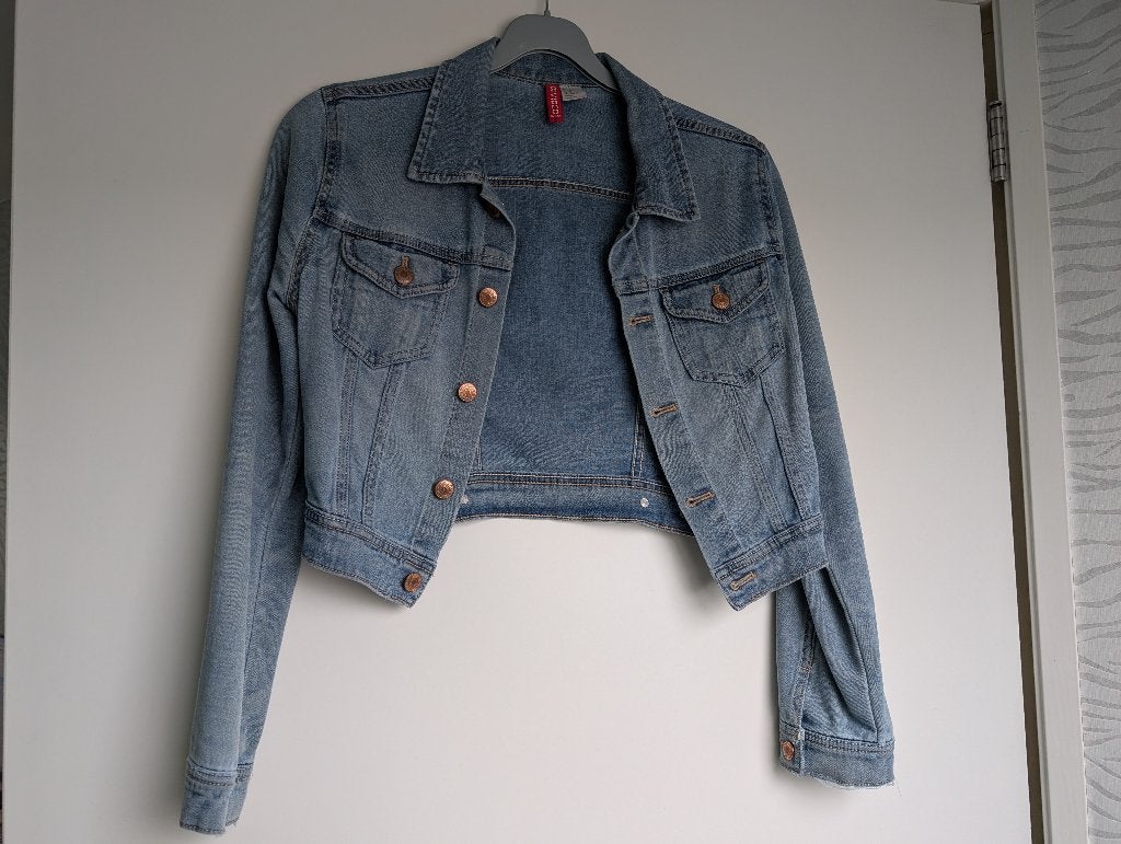 Korte spijkerjas / denim jack (cropped model) maat 36, Divided, Blauw, Ophalen of Verzenden, Zo goed als nieuw