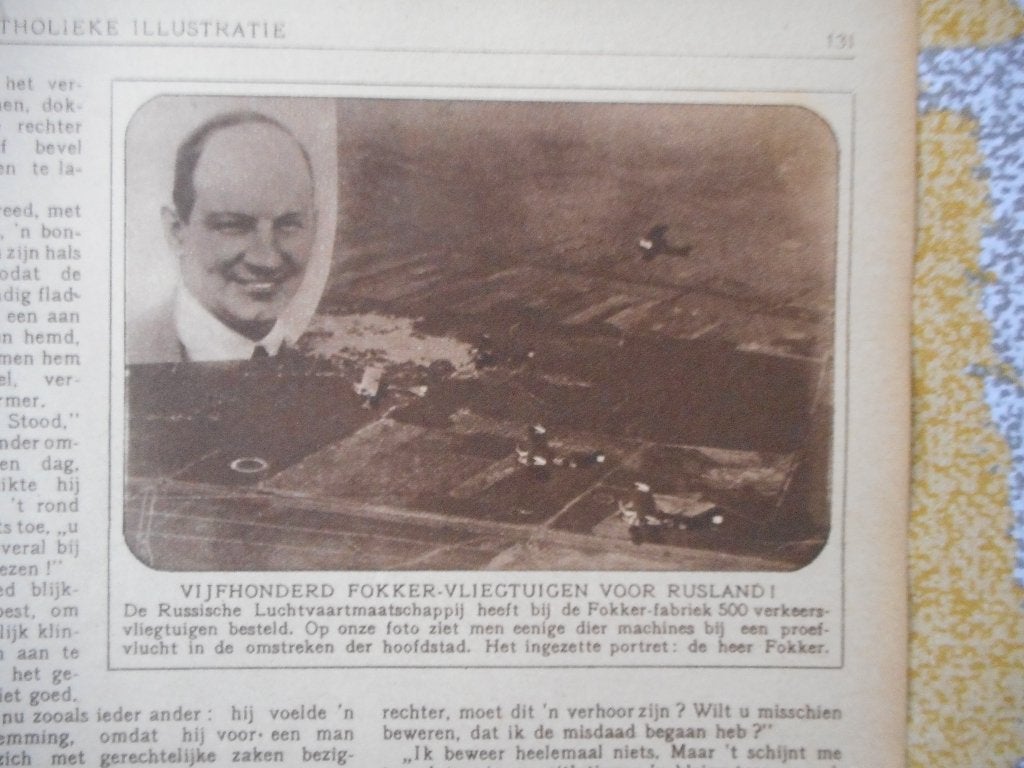 A. Fokker. Vijfhonderd vliegtuigen voor Rusland. 1923., Ophalen of Verzenden, Gebruikt, Kaart, Foto of Prent