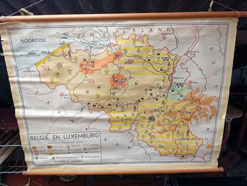 België en Luxemburg Schoolplaat, Ophalen of Verzenden, Aardrijkskunde