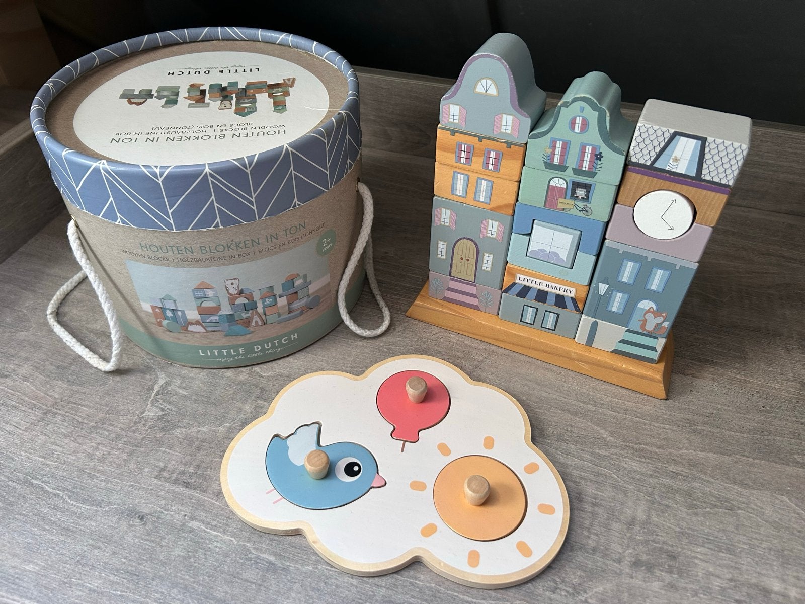 Little Dutch Houten Blokken in Ton & Puzzel, Ophalen, Gebruikt, Overige merken