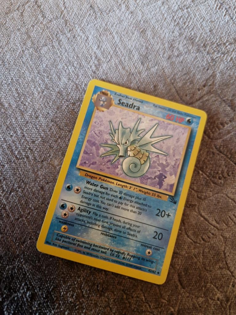 Pokémon Kaart Seadra 42/62 - Fossil Set, Hobby en Vrije tijd, Verzamelkaartspellen | Pokémon, Ophalen of Verzenden, Gebruikt, Losse kaart