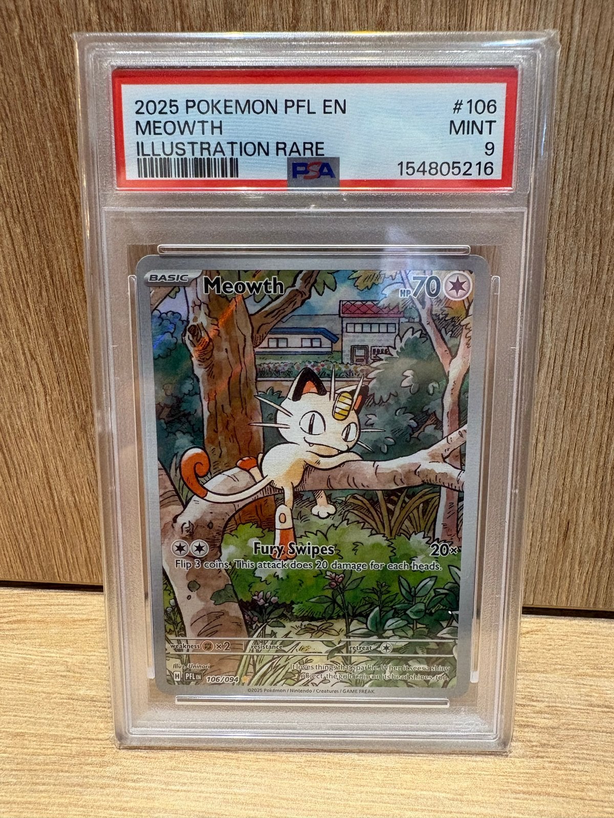 Meowth 106 Illustration Rare PSA 9 - Pokemon Kaart, Ophalen of Verzenden, Nieuw, Losse kaart