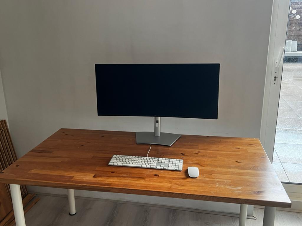 Stevig houten bureau/tafel - 150x80x73 cm, 3cm dik blad, Huis en Inrichting, Bureaus, Ophalen, Gebruikt, Hout, Overige typen