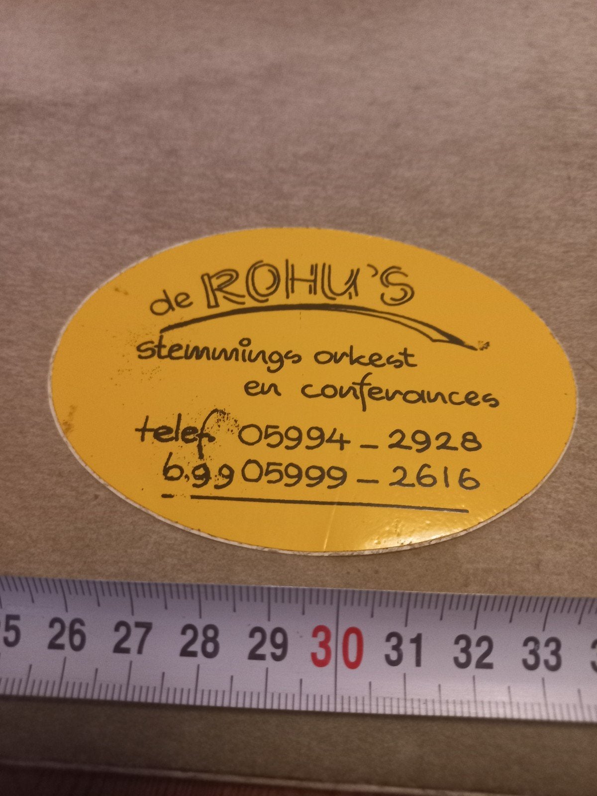 Vintage Sticker: De Rohu's Stemmings Orkest & Conferances, Ophalen of Verzenden, Gebruikt