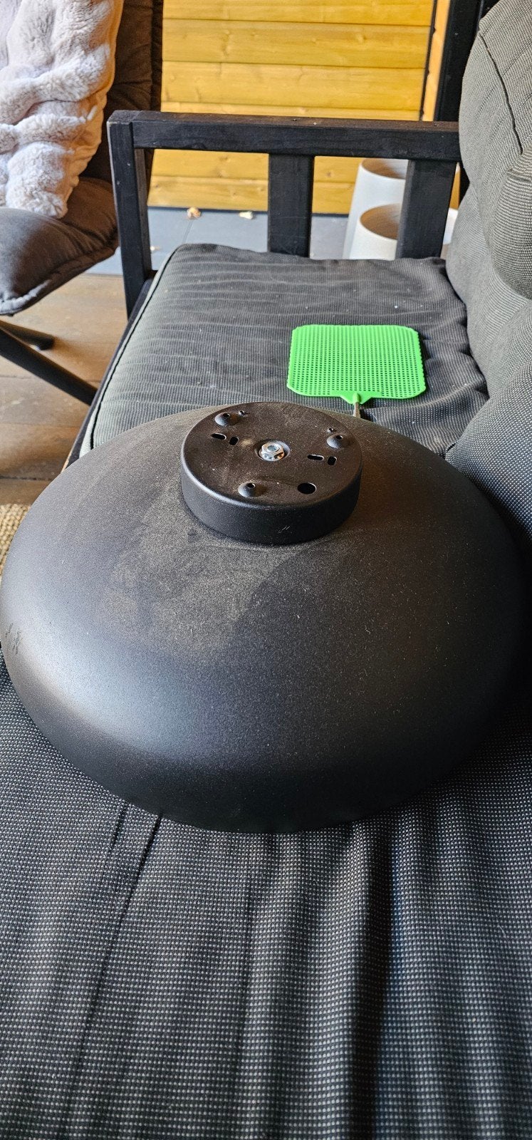 Zwarte hanglamp met koperen binnenkant, Ophalen, Gebruikt, Metaal, Zwart