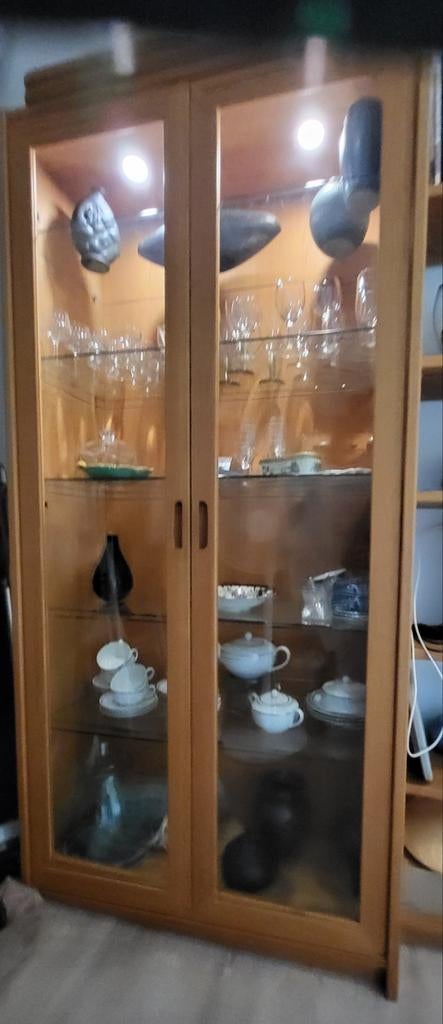 Massief blank eiken vitrinekast, Deens design, Huis en Inrichting, Kasten | Vitrinekasten, Ophalen of Verzenden, 25 tot 50 cm