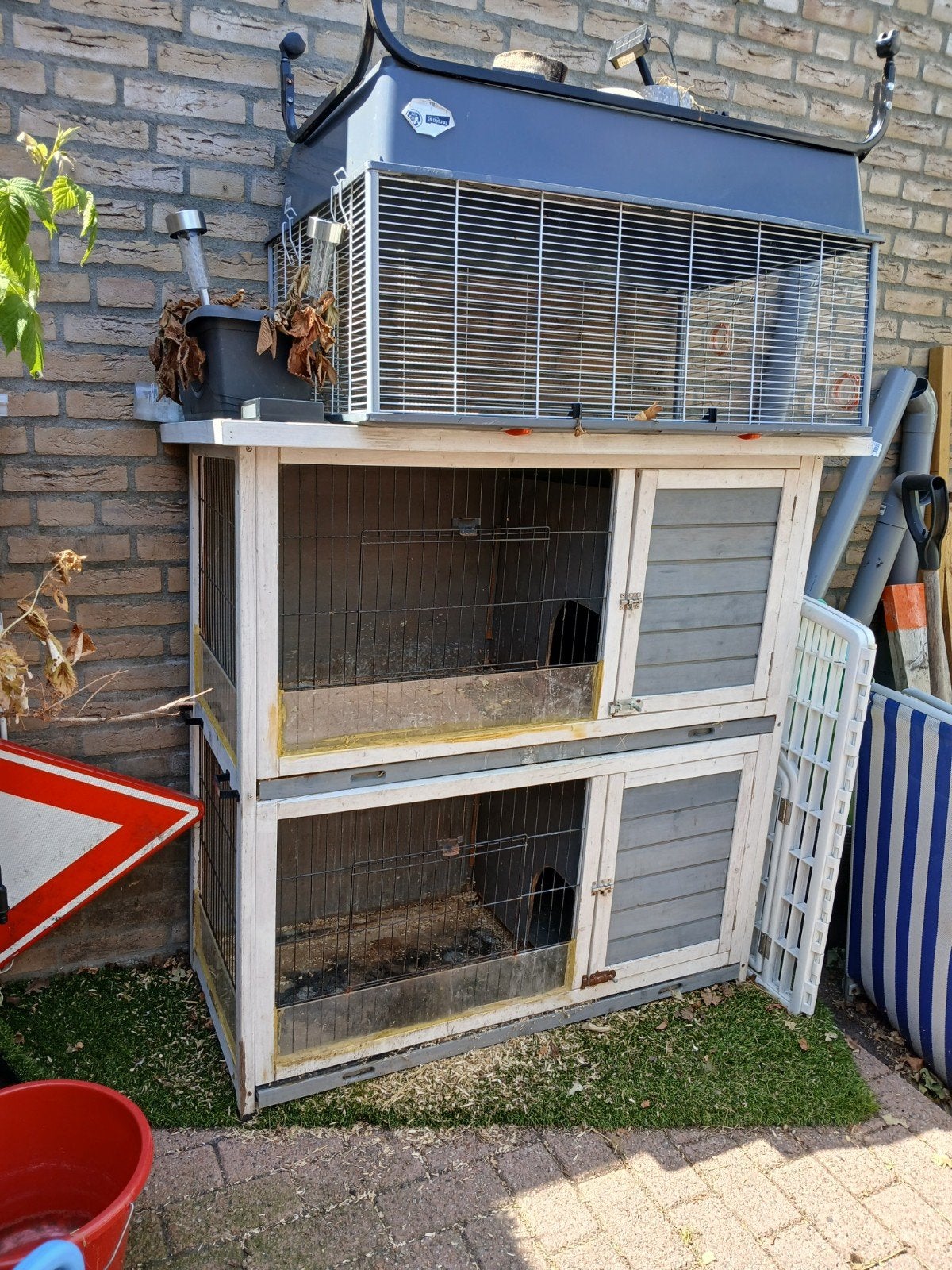 Dubbele buiten hok en binnenhok cavia konijn, Dieren en Toebehoren, Ophalen, 90 cm of meer, Konijn, Hok
