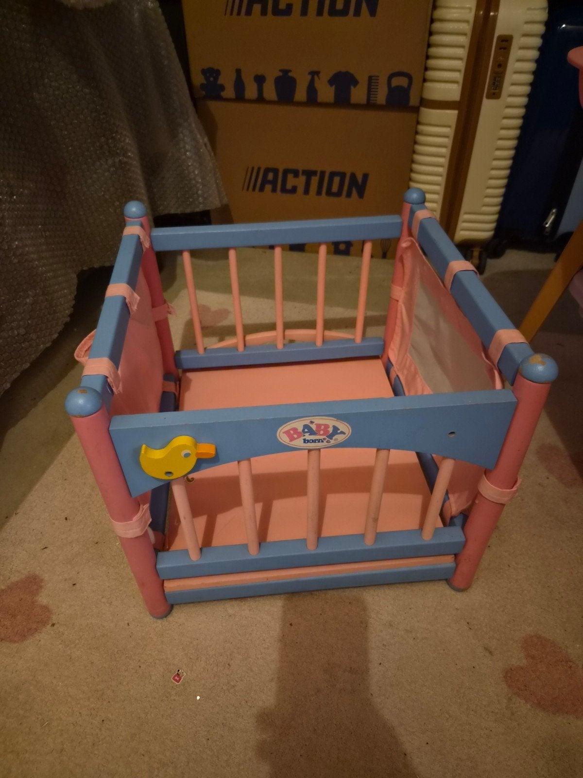 Baby Born Poppenbox - Roze/Blauw Houten Ledikant, Kinderen en Baby's, Speelgoed | Poppen, Ophalen of Verzenden, Gebruikt, Overige typen