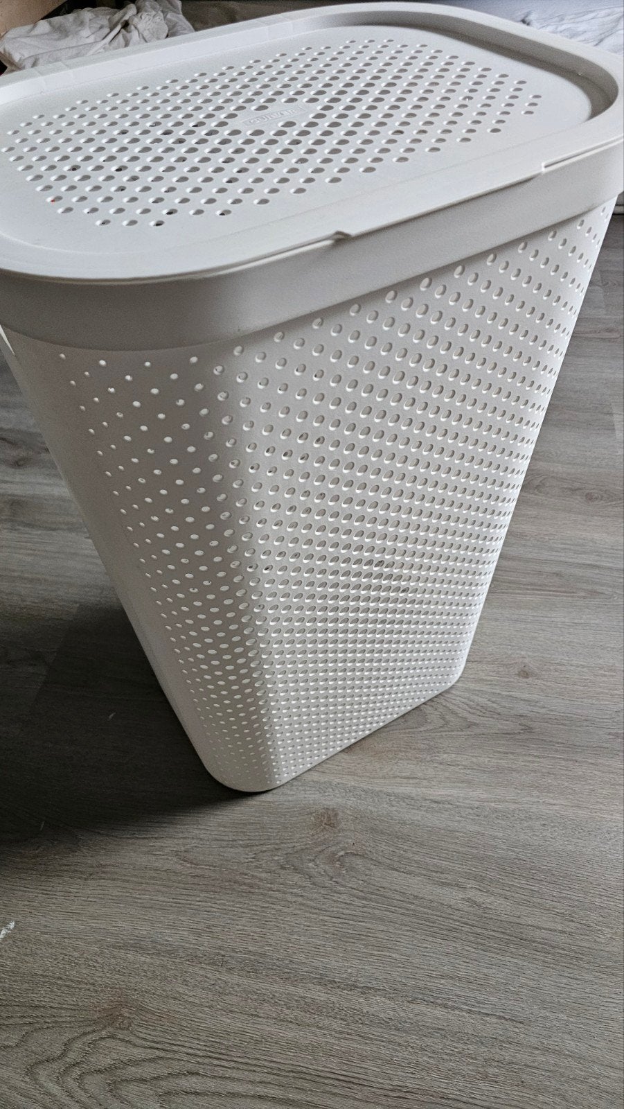 Witte Curver wasmand met deksel, Ophalen, Gebruikt, Kunststof, Modern