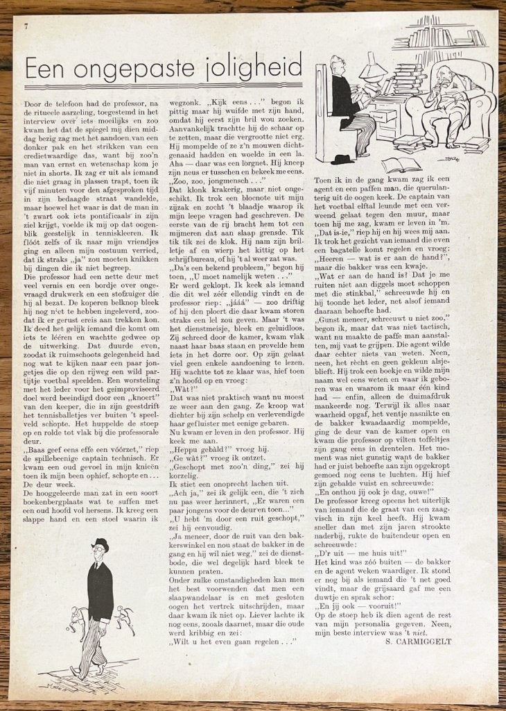 Simon Carmiggelt / MAZ - Een ongepaste joligheid - 1941, Verzamelen, Verzenden, 1940 tot 1960, Nederland, Knipsel(s)