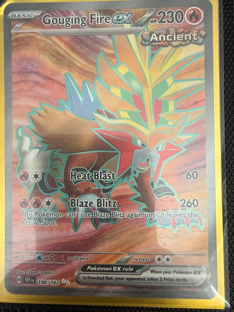 Pokémon Gouging Fire ex 188/162 Ancient - Obsidian Flames, Ophalen of Verzenden, Zo goed als nieuw, Losse kaart, Foil