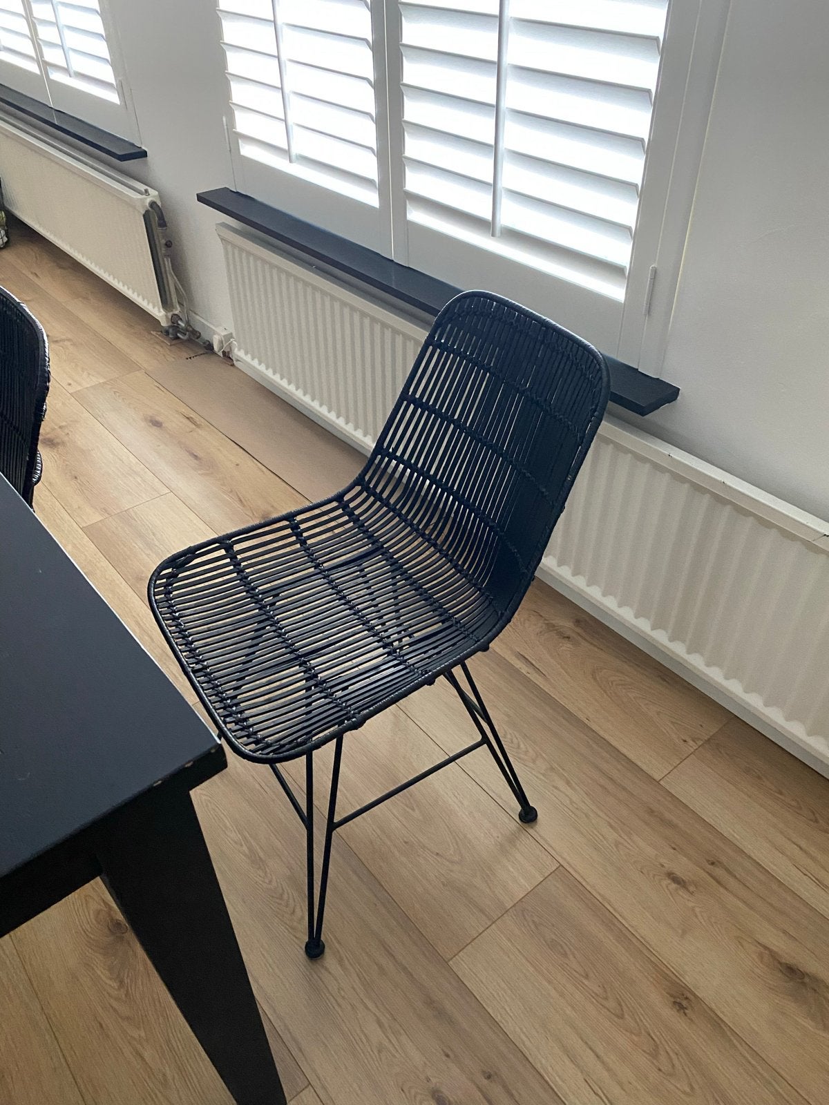 Zwarte rotan stoelen met metalen onderstel (6stuks), Huis en Inrichting, Ophalen, Zwart, Zo goed als nieuw, Metaal