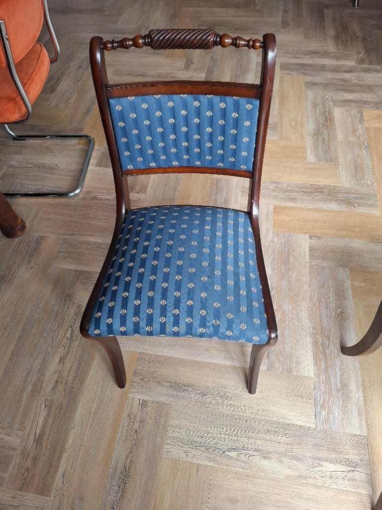 Vintage Heldense eetkamer stoelen, Ophalen, Gebruikt, Blauw, Vintage
