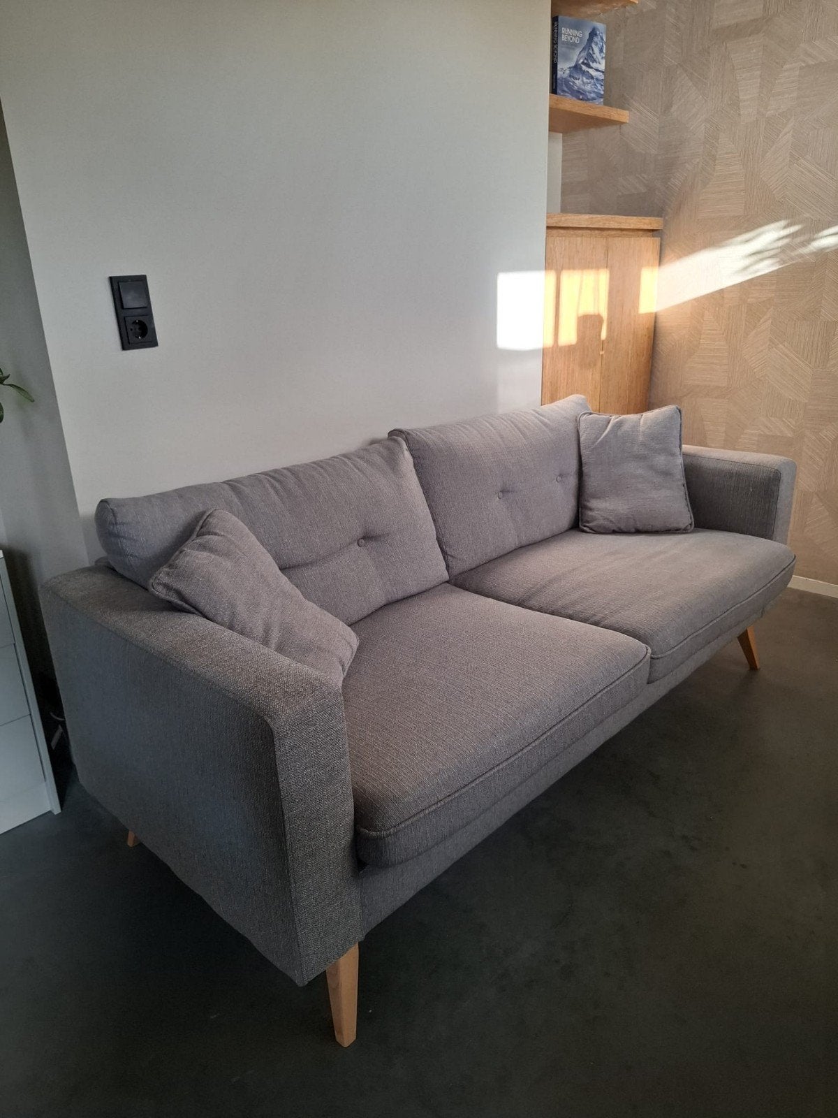 Brooke Scandinavische 3-zitsbank lichtgrijs 202cm, Ophalen, Gebruikt, Driepersoons, Rechte bank