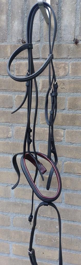 Leren hoofdstel, Stubben, maat X-full, zwart/bordeauxrood, Ophalen of Verzenden, Gebruikt, Dressuur
